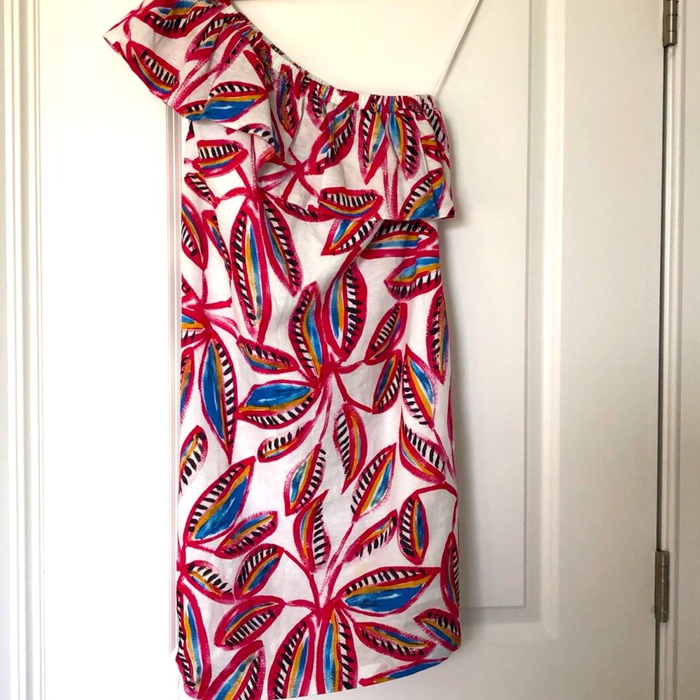 Jcrew ruffle one shoulder sundress